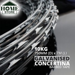 Home Store Galvanised Concertina Razor Barbed Tape Wire 10KG 750MM (D) x 7M (L)