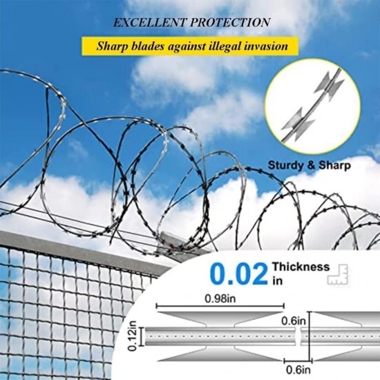 Home Store Galvanised Concertina Razor Barbed Tape Wire 10KG 750MM (D) x 7M (L)