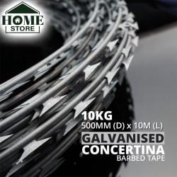Home Store Galvanised Concertina Razor Barbed Tape Wire 10KG 500MM (D) x 10M (L)