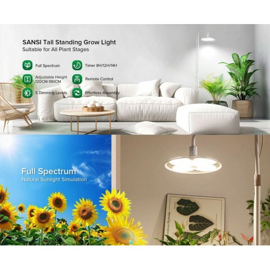 SANSI 125W Tall Standing Grow Light Full Spectrum 4000K With Remote Control SANSI 125W Tall Standing Grow Light Full Spectrum 4000K With Remote Control