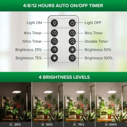 SANSI 125W Tall Standing Grow Light Full Spectrum 4000K With Remote Control