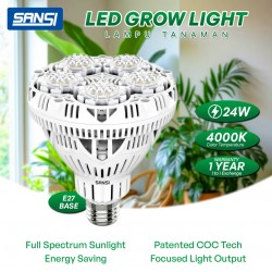 SANSI 24W LED Grow Light Bulb Daylight Full Spectrum E27 And Sunlight White Grow Light Lamp For Indoor Garden Houseplants/Greenhouse