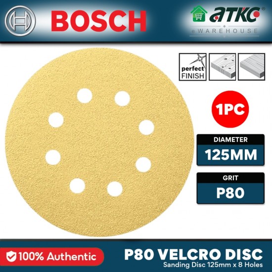 Bosch P80 Velcro Sanding Disc 125MM (2608608T65)