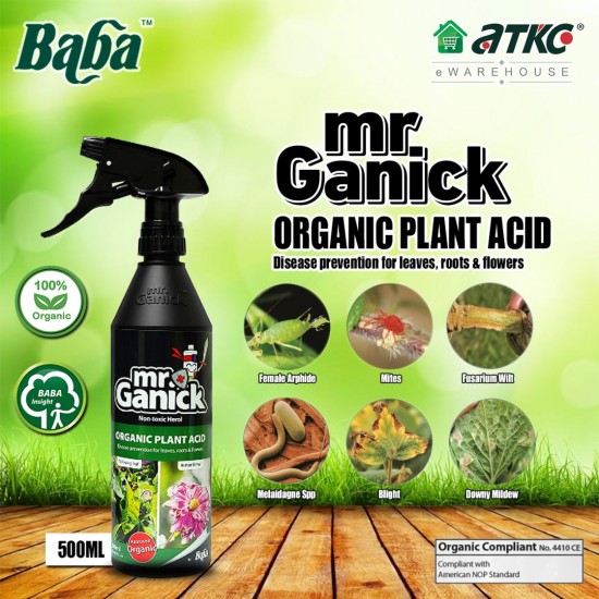 Baba Mr Ganick Organic Plant Acid Disease Prevention For Leaves, Roots & Flowers 500ML 