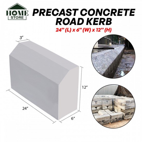 Precast Concrete Road Kerb 24'' (L) x 6'' (W) x 12'' (H)