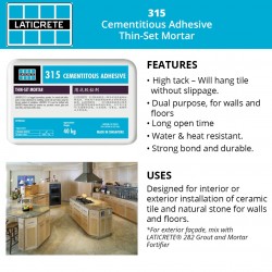 Laticrete 315 Cementitious Adhesive Thin Set Mortar 40KG (Grey)
