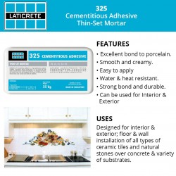 Laticrete 325 Cementitious Adhesive Thin-Set Mortar 25KG (Grey)
