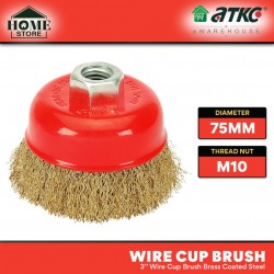 Home Store Wire Cup Brush with M10 / M14 Thread Nut - 3" / 4"