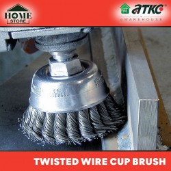 Home Store Twisted Wire Cup Brush with M10 / M14 Thread Nut - 3" / 4"