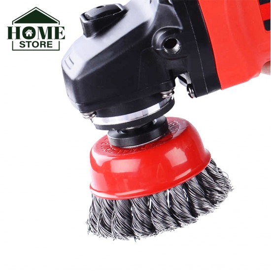 Home Store Twisted Wire Cup Brush with M10 / M14 Thread Nut - 3" / 4"