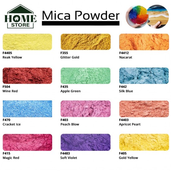 Home Store Mica Pearlescent Pigment Powder For Epoxy Resin / Cosmetics / Crafts & DIY Project 10G (Colour Chart 2)