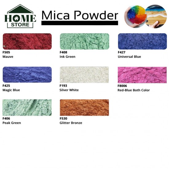 Home Store Mica Pearlescent Pigment Powder For Epoxy Resin / Cosmetics / Crafts & DIY Project 10G (Colour Chart 2)