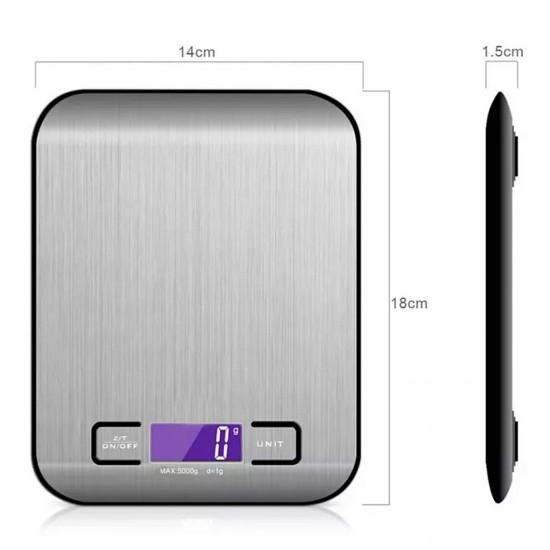 Home Store Stainless Steel Digital Kitchen Scale LCD Backlight Display with 6 Measurement Unit 5KG Max Home Store Stainless Steel Digital Kitchen Scale LCD Backlight Display with 6 Measurement Unit 5KG Max 