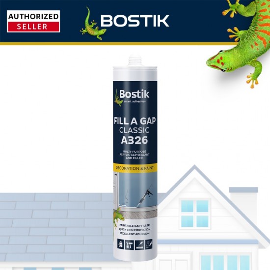 Bostik A326 Fill A Gap Classic, High Bond Strength, Can Be Overpainted With Acrylic Paint 450G - White Bostik A326 Fill A Gap Classic, High Bond Strength, Can Be Overpainted With Acrylic Paint 450G - White