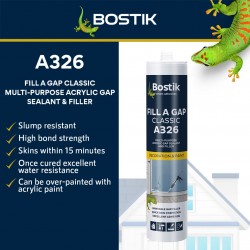 Bostik A326 Fill A Gap Classic, High Bond Strength, Can Be Overpainted With Acrylic Paint 450G - White 