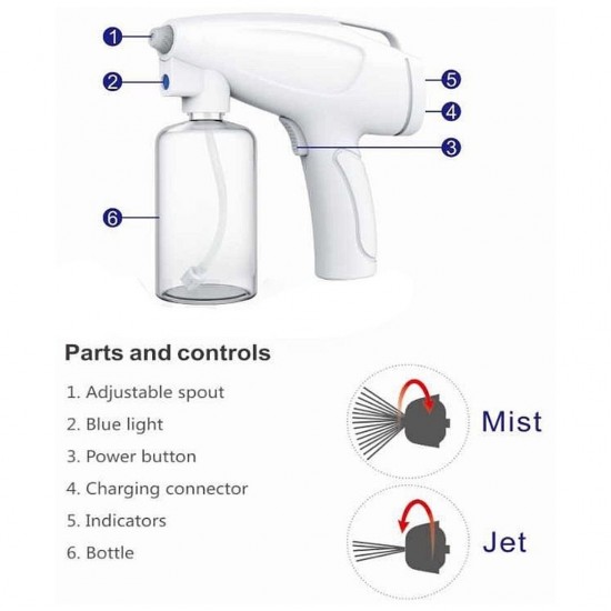 Home Store AKX-YJ-02 Wireless Electric Sprayer Portable Nano Disinfection Nano Steam Atomizer Spray Gun 10W