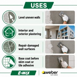 E.Mix Easi Render 09 Premixed Cement Render For Brick, Block And Fairface Concrete Walls, Patching And General Use 40KG (GREY) E.Mix Easi Render 09 Premixed Cement Render For Brick, Block And Fairface Concrete Walls, Patching And General Use 40KG (GREY)