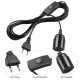 Home Store E27 Power Cord Socket Lamp Cable With Euro Type Plug Max 60W 1.8M/ 2.4M/ 3.6M (Black, White)