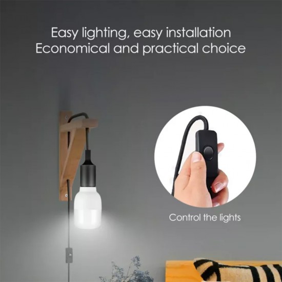 Home Store E27 Power Cord Socket Lamp Cable With Euro Type Plug Max 60W 1.8M/ 2.4M/ 3.6M (Black, White)
