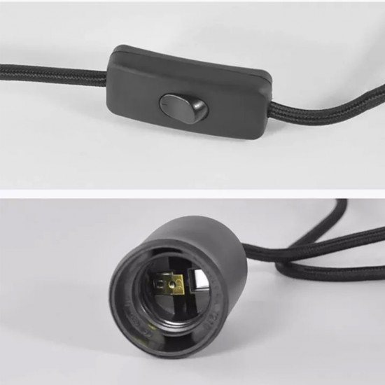 Home Store E27 Power Cord Socket Lamp Cable With Euro Type Plug Max 60W 1.8M/ 2.4M/ 3.6M (Black, White)