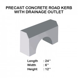 Precast Concrete Road Kerb With Drainage Outlet 24'' (L) x 6'' (W) x 12'' (H) Precast Concrete Road Kerb With Drainage Outlet 24'' (L) x 6'' (W) x 12'' (H)