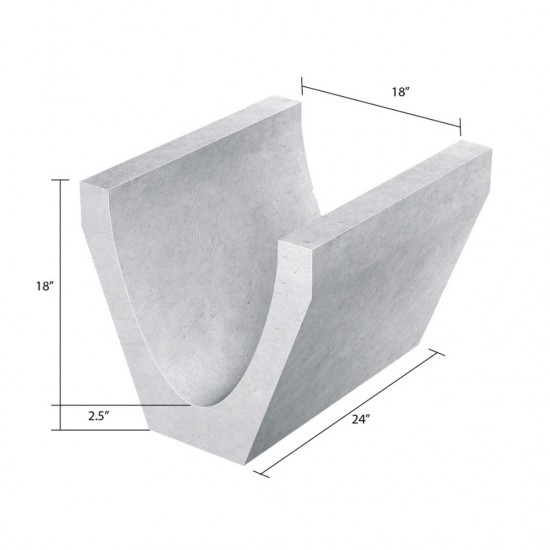 Precast Concrete V Block Drain 18'' (W) x 18'' (H) x 24'' (L) x 2.5'' (T) - Thin Precast Concrete V Block Drain 18'' (W) x 18'' (H) x 24'' (L) x 2.5'' (T) - Thin