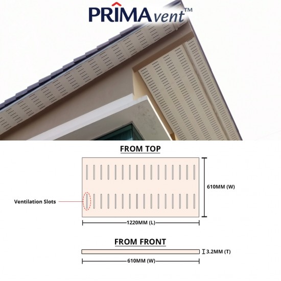 Saint-Gobain Prima Vent Slotted Eaves Lining 3.2MM (T) x 610MM 2' (W) x 1220MM 4' (L) Saint-Gobain Prima Vent Slotted Eaves Lining 3.2MM (T) x 610MM 2' (W) x 1220MM 4' (L)