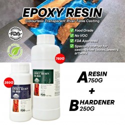 Home Store HL310 Epoxy Resin Colourless Transparent River Table Casting 1KG (A Resin: 750G + B Hardener: 250G)