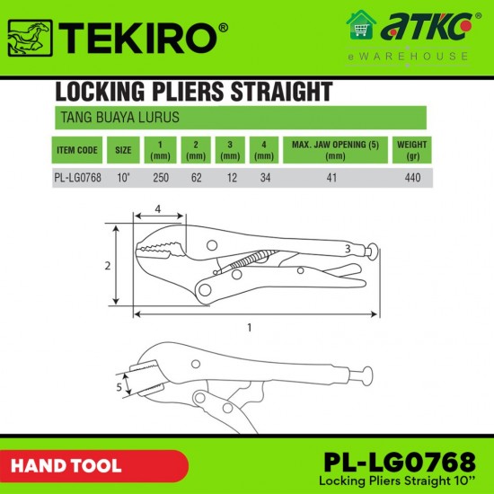 Tekiro PL-LG0768 Locking Pliers Straight 10''