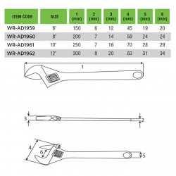 Tekiro Adjustable Wrench 6'', 8'', 10'', 12''