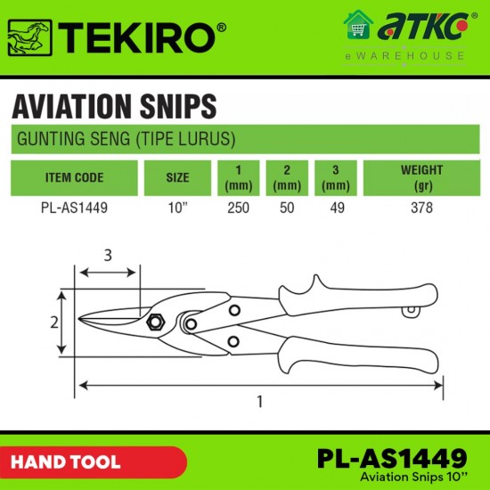 Tekiro PL-AS1449 Aviation Snips 10'' Tekiro PL-AS1449 Aviation Snips 10''