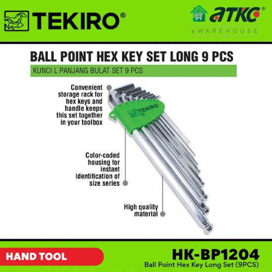 Tekiro HK-BP1204 Ball Point Hex Key Long Set (9PCS) Tekiro HK-BP1204 Ball Point Hex Key Long Set (9PCS)