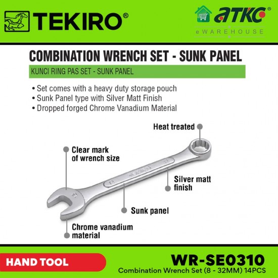 Tekiro WR-SE0310 Combination Wrench Set (8-32MM) 14PCS