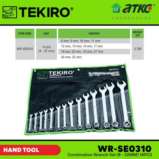 Tekiro WR-SE0310 Combination Wrench Set (8-32MM) 14PCS