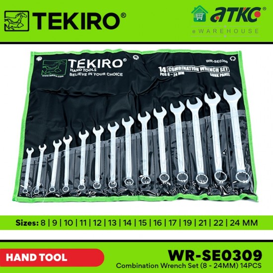 Tekiro WR-SE0309 Combination Wrench Set (8-24MM) 14PCS