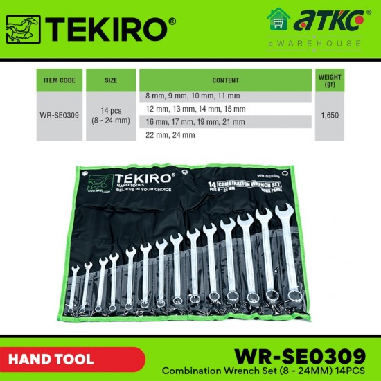 Tekiro WR-SE0309 Combination Wrench Set (8-24MM) 14PCS