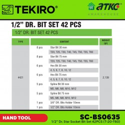 Tekiro SC-BS0635 1/2'' Dr.Star Socket Bit Set (T20-T60) 42PCS Tekiro SC-BS0635 1/2'' Dr.Star Socket Bit Set (T20-T60) 42PCS