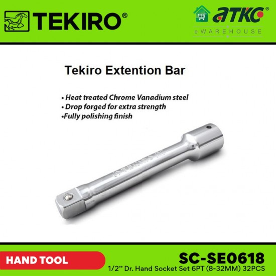 Tekiro SC-SE0618 1/2'' Dr.Hand Socket Set 6PT (8-32MM) 32PCS Tekiro SC-SE0618 1/2'' Dr.Hand Socket Set 6PT (8-32MM) 32PCS