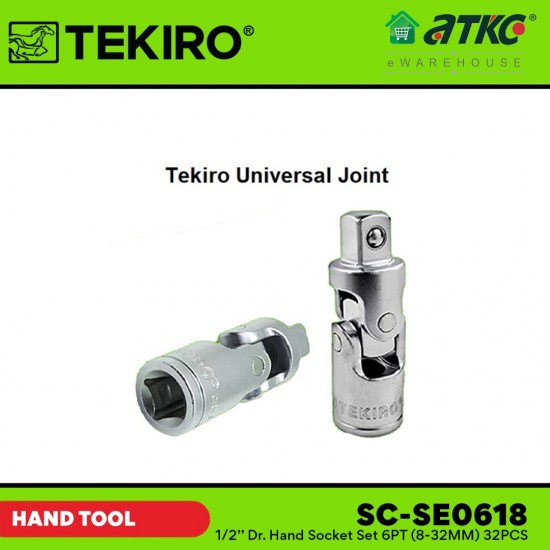 Tekiro SC-SE0618 1/2'' Dr.Hand Socket Set 6PT (8-32MM) 32PCS Tekiro SC-SE0618 1/2'' Dr.Hand Socket Set 6PT (8-32MM) 32PCS