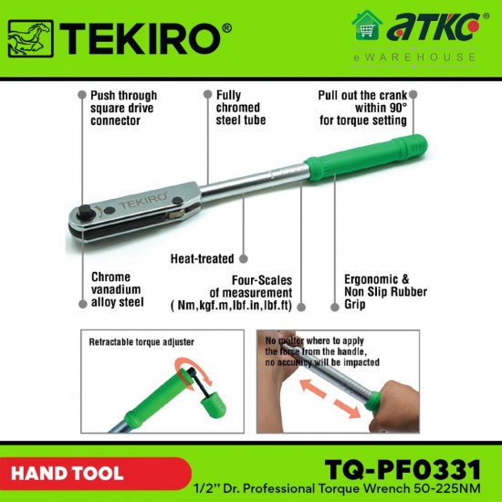 Tekiro TQ-PF0331 1/2'' Dr. Professional Torque Wrench (50-225NM) Tekiro TQ-PF0331 1/2'' Dr. Professional Torque Wrench (50-225NM)