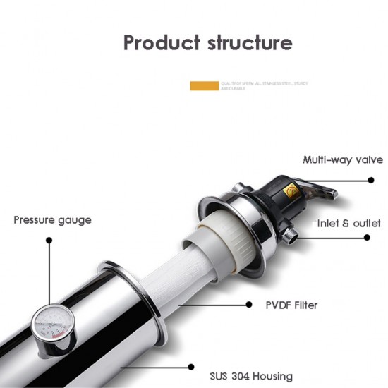 Home Store SUS304 Stainless Steel PVDF Membrane UF Household Water Purifier Water Filter 3500L