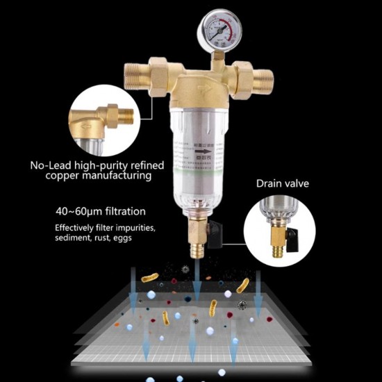Home Store Brass Pre-Treatment System Water Pre-Filter 1/2", 3/4", 1"