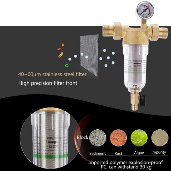 Home Store Brass Pre-Treatment System Water Pre-Filter 1/2", 3/4", 1"
