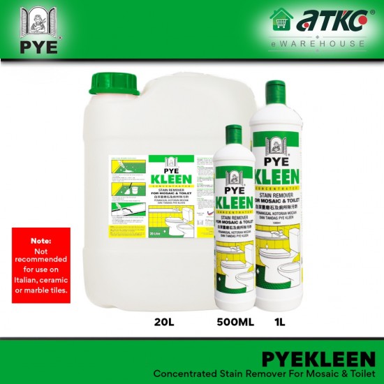 PYE Kleen Concentrated Stain Remover For Mosaic & Toilet 20L PYE Kleen Concentrated Stain Remover For Mosaic & Toilet 20L