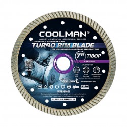 Coolman T180P Continuous Turbo Rim Premium Diamond Blade For Reinforcement Concrete & Granite Cutting 7''/180MM (D) Coolman T180P Continuous Turbo Rim Premium Diamond Blade For Reinforcement Concrete & Granite Cutting 7''/180MM (D)