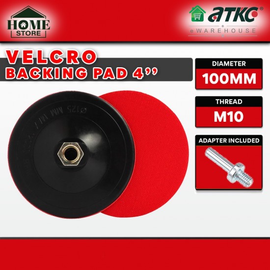 Home Store Heavy Duty Long-Lasting Velcro Backing Pad 4'' (100MM) M10 Thread with Adapter 