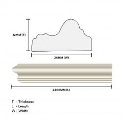 Home Store 8652-24 Polyurethane Foam Wainscoting Moulding White Colour 12MM (T) x 24MM (W) x 2400MM (L) Home Store 8652-24 Polyurethane Foam Wainscoting Moulding White Colour 12MM (T) x 24MM (W) x 2400MM (L)