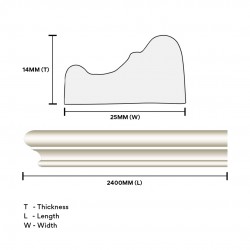 Home Store 8603A Polyurethane Foam Wainscoting Moulding White Colour 14MM (T) x 25MM (W) x 2400MM (L) Home Store 8603A Polyurethane Foam Wainscoting Moulding White Colour 14MM (T) x 25MM (W) x 2400MM (L)