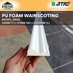 Home Store 8604 Polyurethane Foam Wainscoting Moulding White Colour 20MM (T) x 57MM (W) x 2400MM (L)