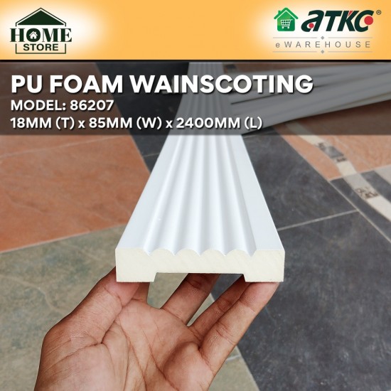 Home Store 86207 Polyurethane Foam Wainscoting Moulding White Colour 18MM (T) x 85MM (W) x 2400MM (L) Home Store 86207 Polyurethane Foam Wainscoting Moulding White Colour 18MM (T) x 85MM (W) x 2400MM (L)